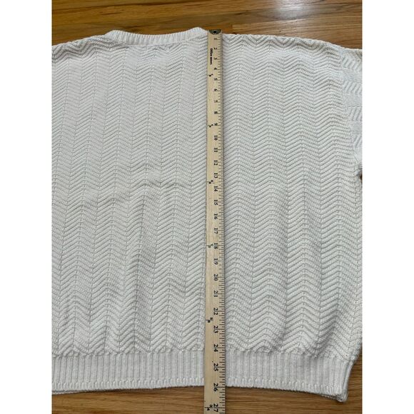 VTG Trader Bay Men's Sweater 2XL Cotton Cream Chevron Knit Hand Framed USA - Picture 8 of 8